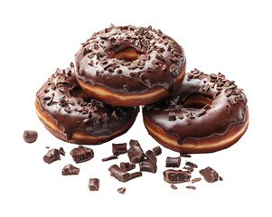 Indulgent chocolate donuts bakery food cozy environment isolated on transparent background