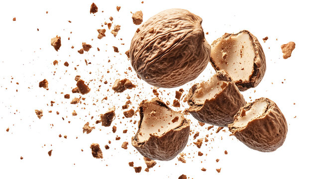 A pile of nuts has been crushed and scattered 