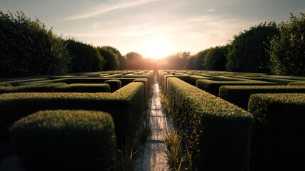 Navigating Straight Paths Through Intricate Labyrinths With Sunlight Guiding The Way Toward Freedom And Resolution lowercase
