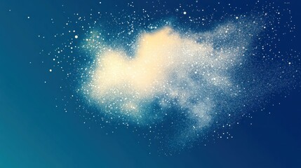 Abstract powder explosion on blue background.