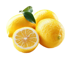 Fresh lemons sliced kitchen counter food bright lighting isolated on transparent background