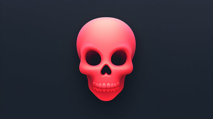 Pink Neon Skull on Dark Background Digital Art