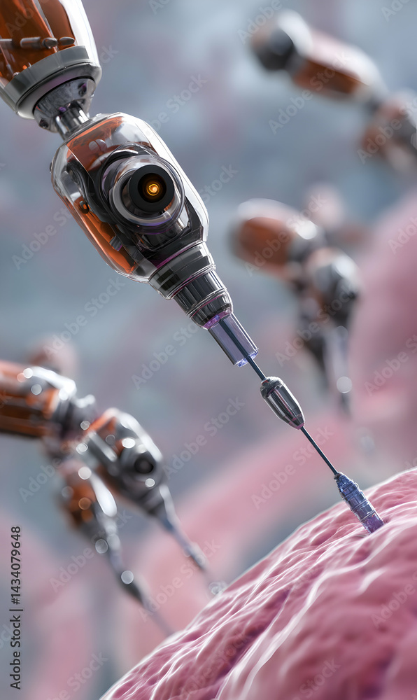 Aufkleber precision robotics for advanced cellular manipulation in a futuristic medical environment scenario