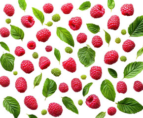 Raspberry harvest nature food isolated on transparent background