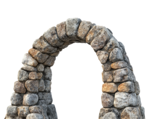 Natural stone archway in scenic landscape architectural element outdoors isolated on transparent background
