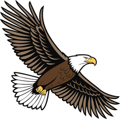 Obraz premium Bald eagle in flight with majestic wingspan and detailed feathers in realistic vector art style