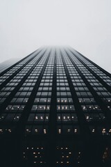 Skyscraper facade, fog