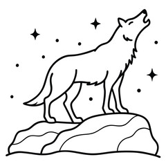 "Wolf silhouettes howling under moonlit skies with forest, mountain, and aurora backdrops, vector illustration"