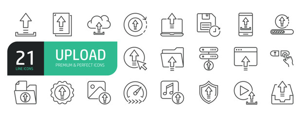 Set Of Upload Line Icons.