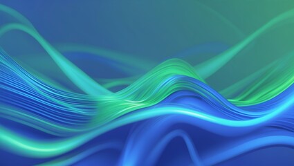 Fototapeta premium Translucent green and blue neon waves on white