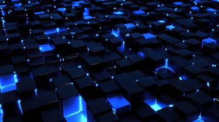 Obraz premium Abstract Geometric Pattern of Dark Blue Cubes