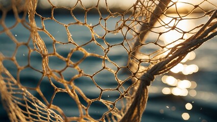 Trapped illusion artistic close up of fishing net