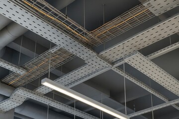  cable management infrastructure on an industrial ceiling