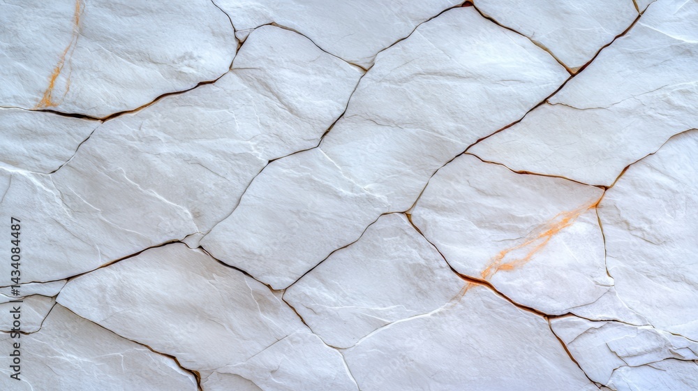 Fototapete Large, white rock with many cracks and fractures. The rock appears to be weathered and worn, with a sense of age and history. The cracks and fractures create a sense of depth and texture