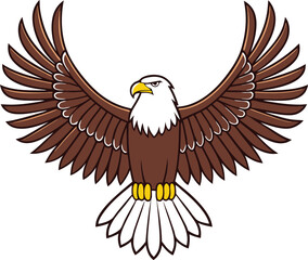 Obraz premium Bald eagle in flight with majestic wingspan and detailed feathers in realistic vector art style