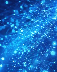 Abstract blue network with glowing points and lines
