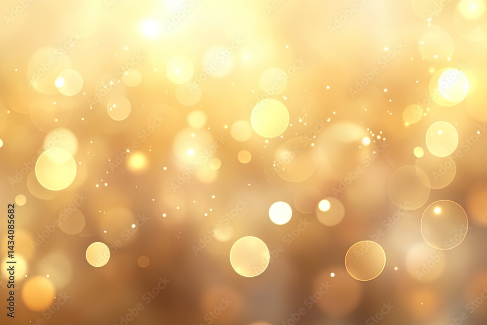 Poster golden abstract bokeh light background with flickering glittering particles