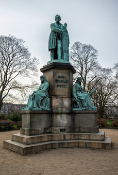 Bronze Statue of Physicist Hans Christian Orsted in a Public Park Setting, Copenhagen, Denmark, 16 April 2018