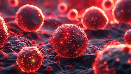 Vibrant abstract rendering of intricate cellular networks