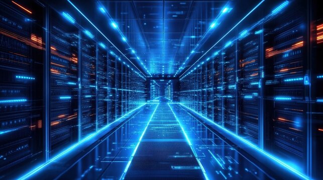 Futuristic Data Center Corridor