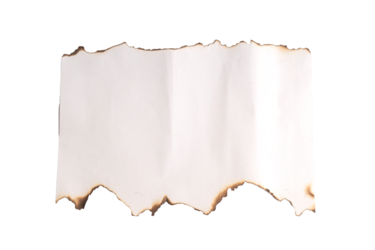 Burned paper on transparent png.