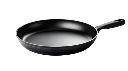 Black Non-Stick Frying Pan with Smooth Surface Isolated on Transparent Background