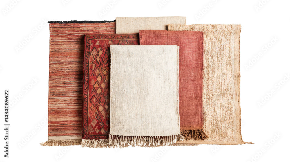 Aufkleber collection of colorful textured rugs with intricate patterns displayed on a transparent background