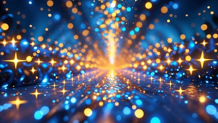 Vibrant blue and gold lights in space fantasy