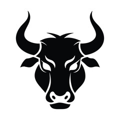 bull head silhouette isolated on white background