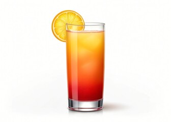 Refreshing Tequila Sunrise Cocktail in Tall Glass with Orange Slice Garnish