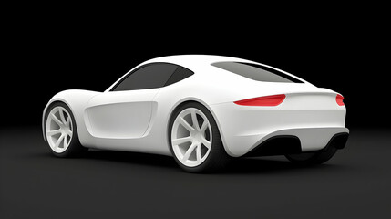 Fototapeta premium White Luxury Sports Coupe Rear View