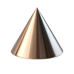 Metallic Cone Shape 3D Render on transparent background