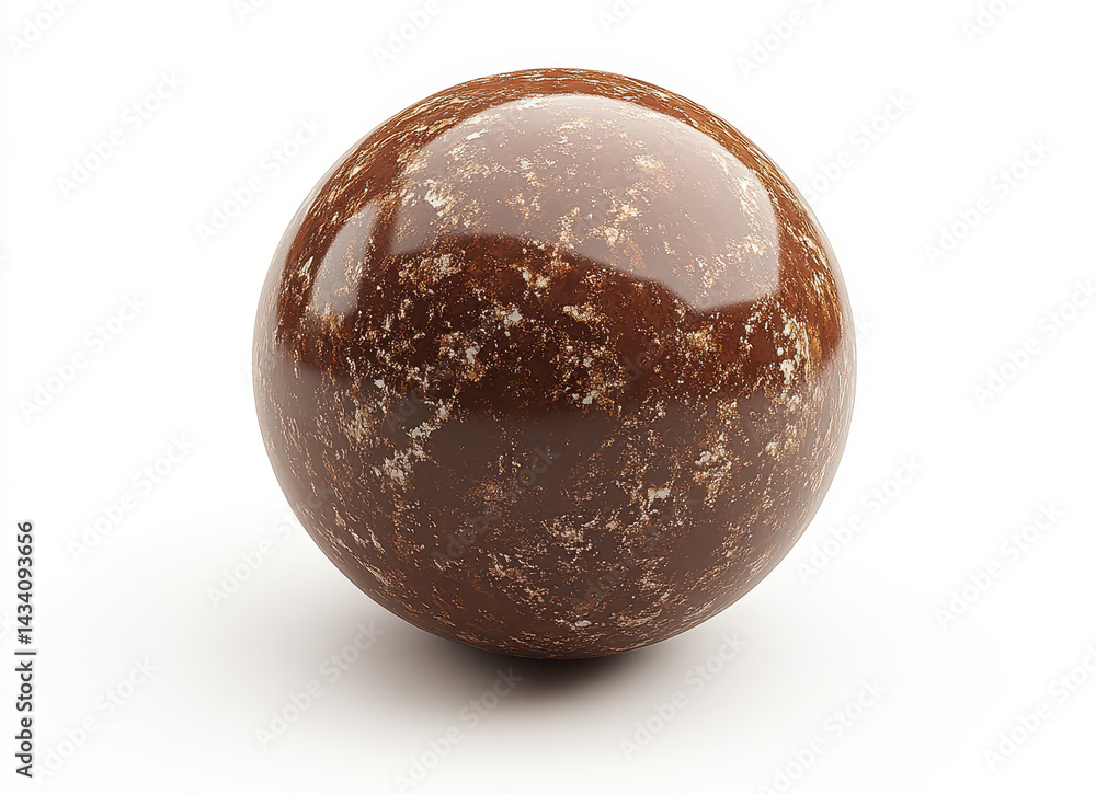 Poster textured brown sphere on white background for design and modeling