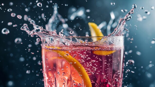 Vibrant glass of effervescent refreshing elixir