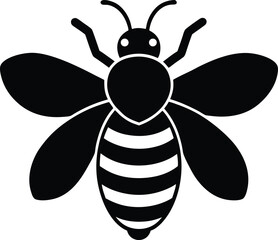 bee icon black silhouette vector illustration on transparent background
