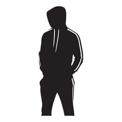 Obraz premium Relaxed Tracksuit silhouette, everyday wear with ease – Tracksuit illustration – Minimalist Tracksuit vector – Men's dress silhouette