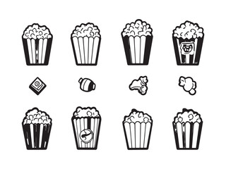 Popcorn Box line art simple design