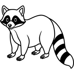 Stylized Raccoon Outline Art