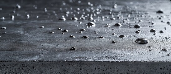 Water droplets on a concrete surface