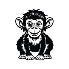 Obraz premium Cartoon monkey in a suit silhouette isolated on white background