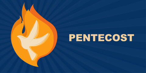 Pentecost dove flame Holy Spirit fire symbol Christian religion celebration of Pentecost. Banner