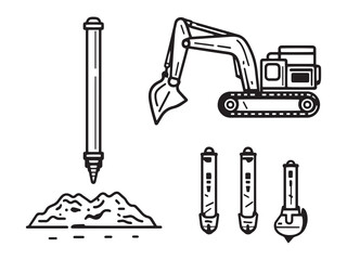 Post Hole Digger line art graphic style