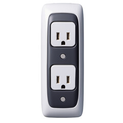 A double electrical outlet on a sleek gray background, demonstrating modern design and functionality