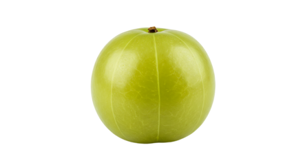 Close up shot of a single amla fruit with a smooth surface against a black background in studio