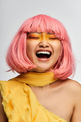 Laughter and vibrant colors joyfully celebrating youth and beauty in a modern artistic style