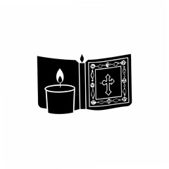 creative Silhouette Candle and Hymn Book Icon Vector Illustration 
