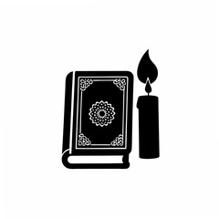 creative Silhouette Candle and Hymn Book Icon Vector Illustration 
