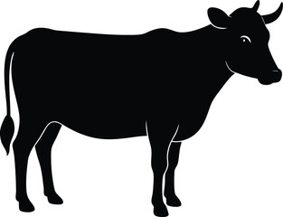 black silhouette of a cow