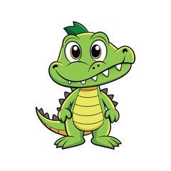 Fototapeta premium Cheerful cartoon alligator with yellow belly Vector illustration isolated on white background