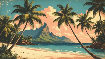 Obraz premium Vintage tropical paradise of french polynesia islands